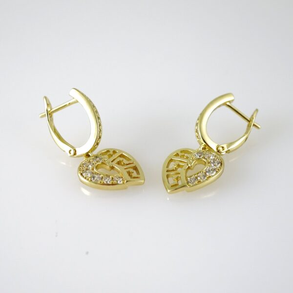 E2801 Earrings - Aretes - Zircon Stone - 14K Real Color