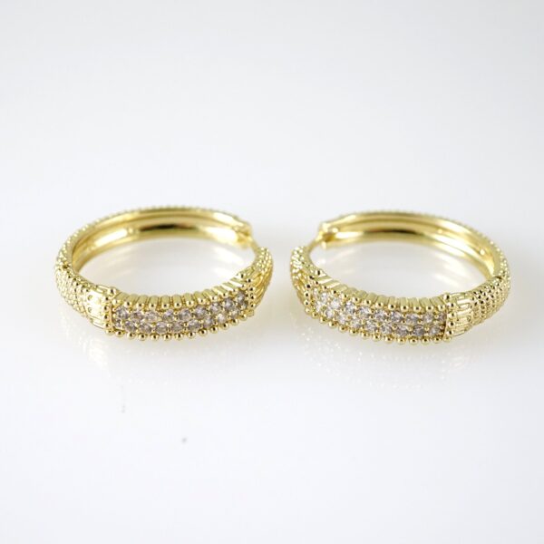 E2805 Earrings - Aretes - Zircon Stone - 14K Real Color