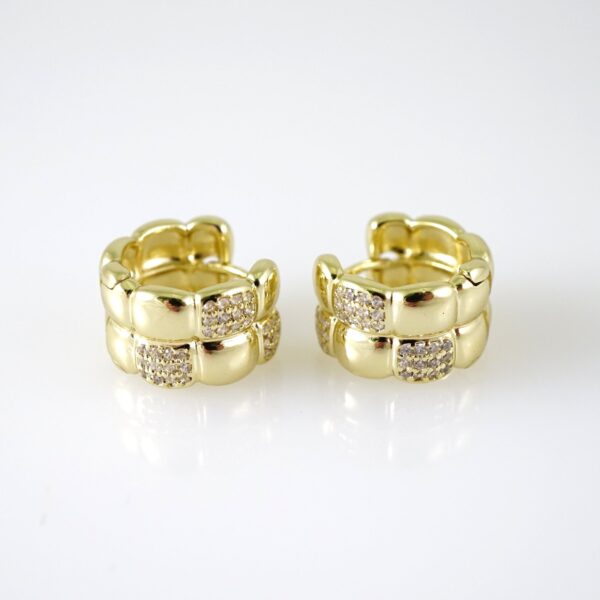 E2806 Earrings - Aretes - Zircon Stone - 14K Real Color