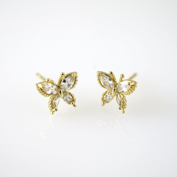 E2807 Earrings - Aretes - Zircon Stone - 14K Real Color