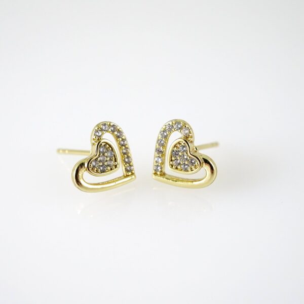 E2808 Earrings - Aretes - Zircon Stone - 14K Real Color