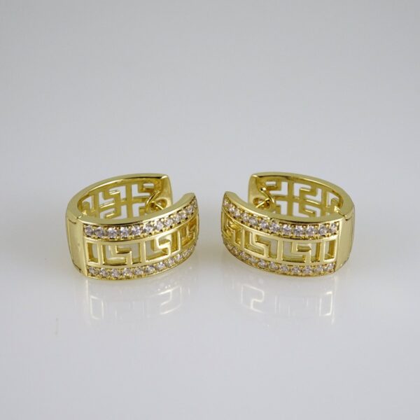 E2811 Earrings - Aretes - Zircon Stone - 14K Real Color