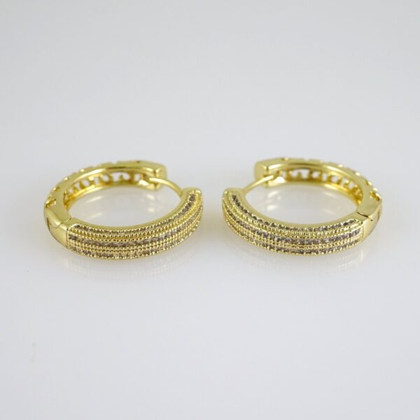 E2812 Earrings - Aretes - Zircon Stone - 14K Real Color