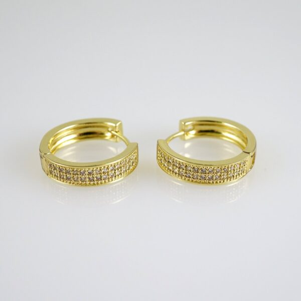 E2813 Earrings - Aretes - Zircon Stone - 14K Real Color