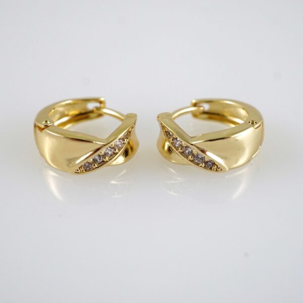 E2852 Earrings - Aretes - Zircon Stone - 14K Real Color