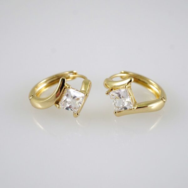 E2859 Earrings - Aretes - Zircon Stone - 14K Real Color