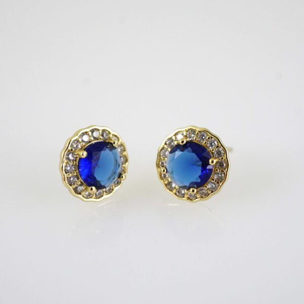 E2862 Earrings - Aretes - Zircon Stone - 14K Real Color