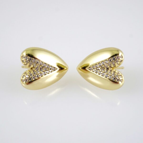 E2863 Earrings - Aretes - Zircon Stone - 14K Real Color