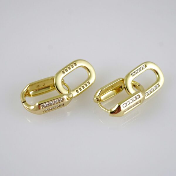 E2864 Earrings - Aretes - Zircon Stone - 14K Real Color