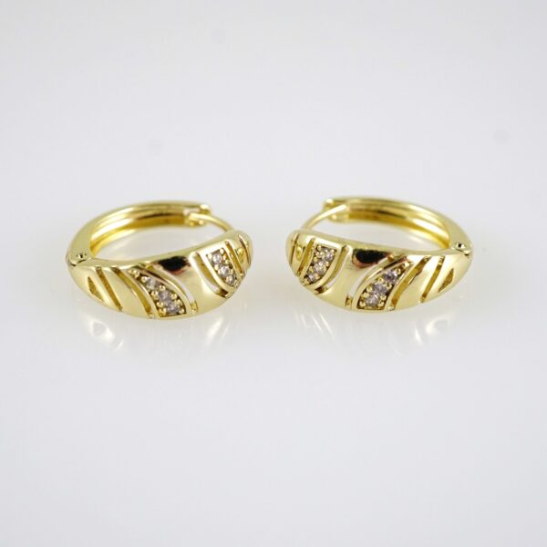 E2865 Earrings - Aretes - Zircon Stone - 14K Real Color