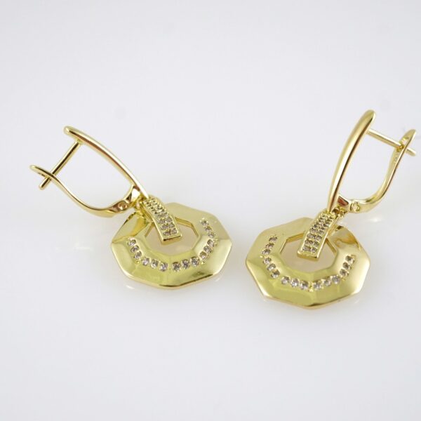 E2868 Earrings - Aretes - Zircon Stone - 14K Real Color