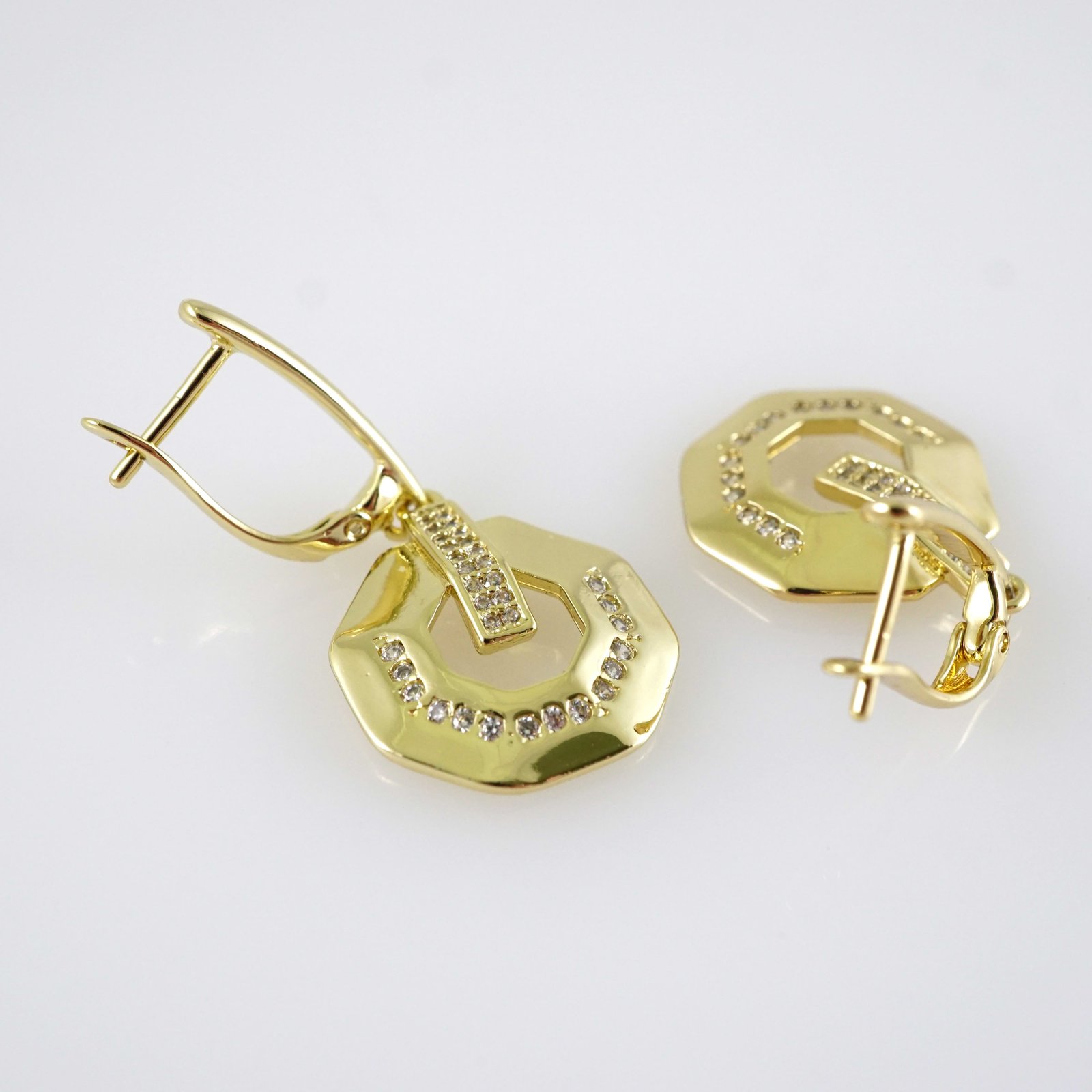E2868 Earrings - Aretes - Zircon Stone - 14K Real Color - Image 2