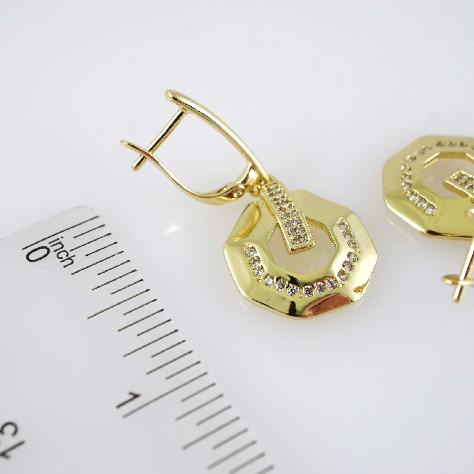 E2868 Earrings - Aretes - Zircon Stone - 14K Real Color - Image 3