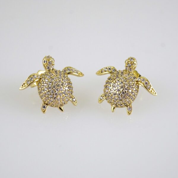 E2831 Earrings - Aretes - Zircon Stone - 14K Real Color