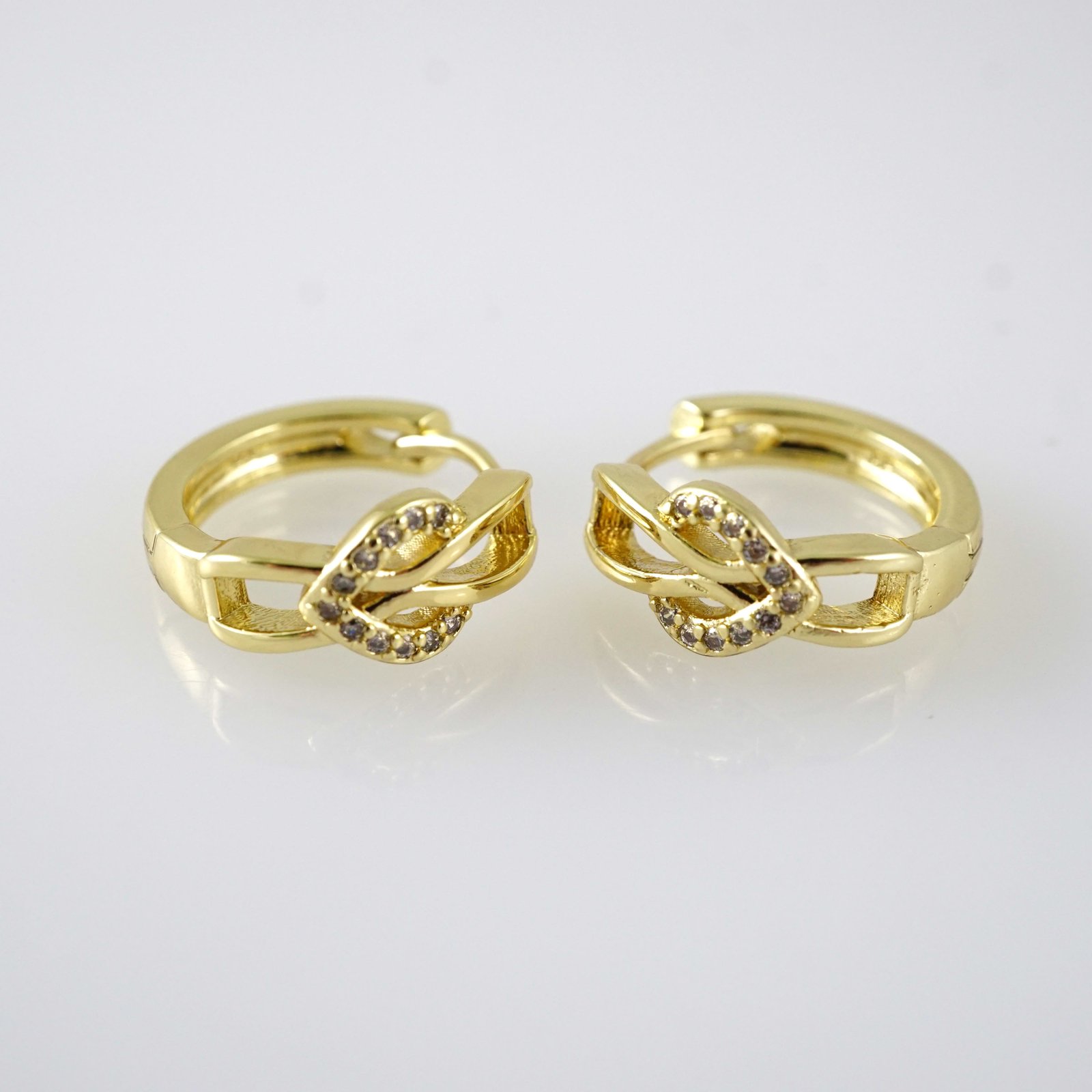 E2839 Earrings - Aretes - Zircon Stone - 14K Real Color