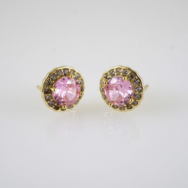 E2840 Earrings - Aretes - Zircon Stone - 14K Real Color