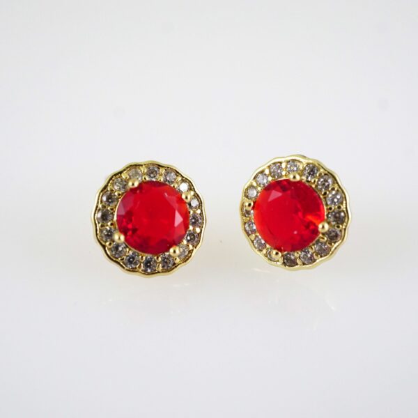 E2841 Earrings - Aretes - Zircon Stone - 14K Real Color