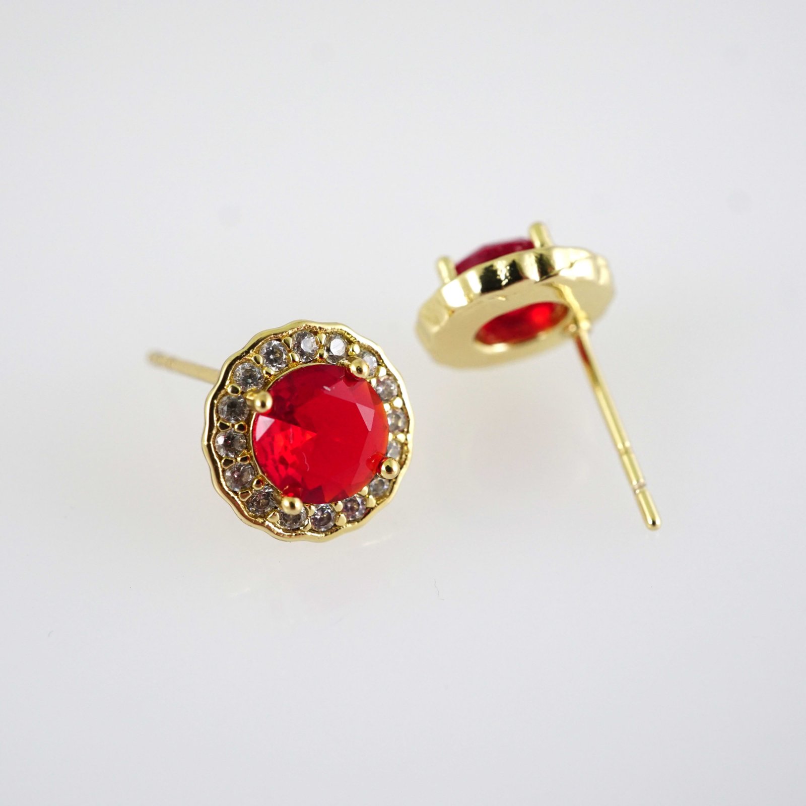 E2841 Earrings - Aretes - Zircon Stone - 14K Real Color - Image 2