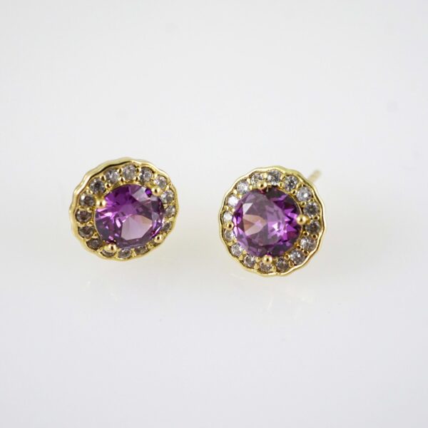 E2843 Earrings - Aretes - Zircon Stone - 14K Real Color