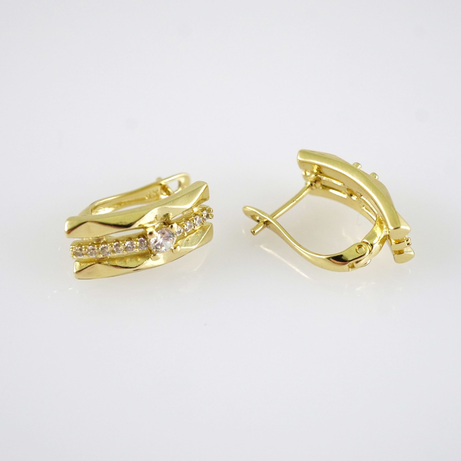 E2844 Earrings - Aretes - Zircon Stone - 14K Real Color - Image 2