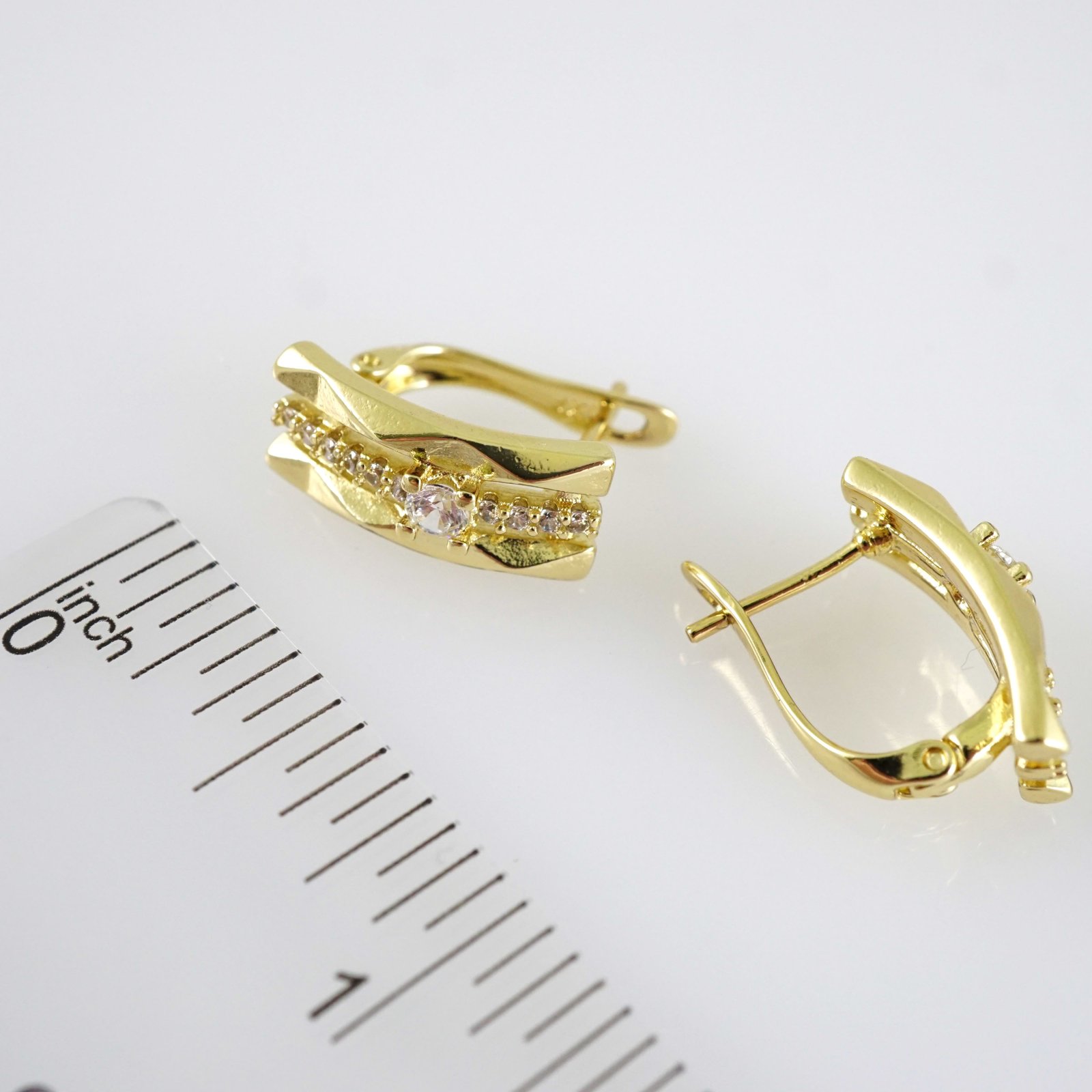 E2844 Earrings - Aretes - Zircon Stone - 14K Real Color - Image 3