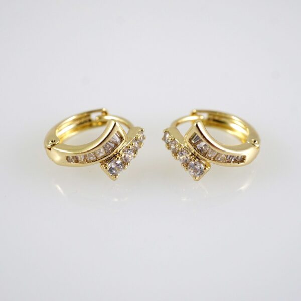 E2845 Earrings - Aretes - Zircon Stone - 14K Real Color