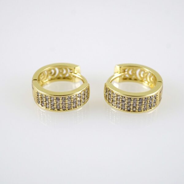 E2847 Earrings - Aretes - Zircon Stone - 14K Real Color