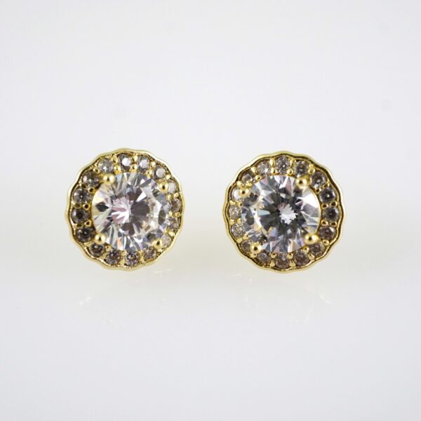 E2848 Earrings - Aretes - Zircon Stone - 14K Real Color