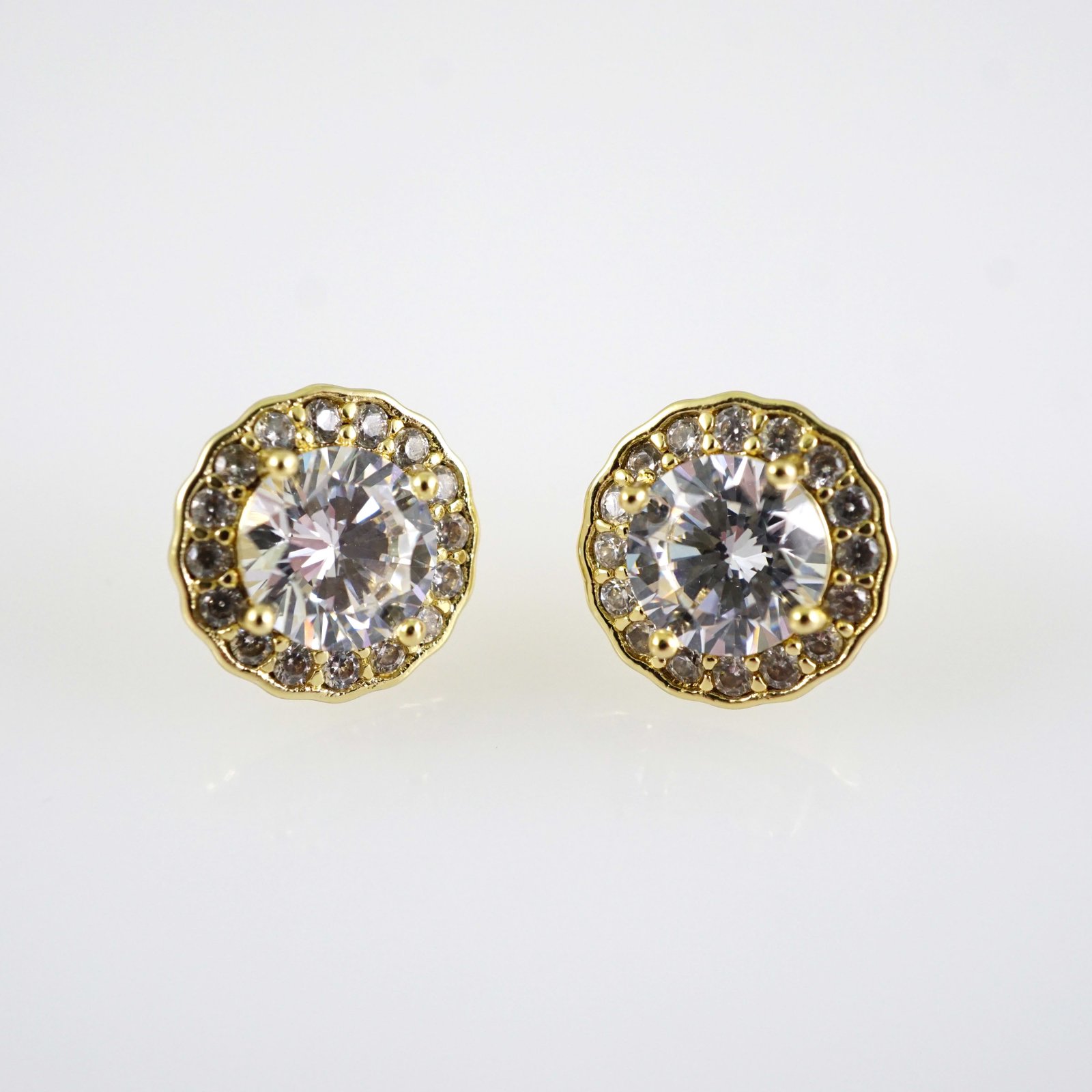 E2848 Earrings - Aretes - Zircon Stone - 14K Real Color