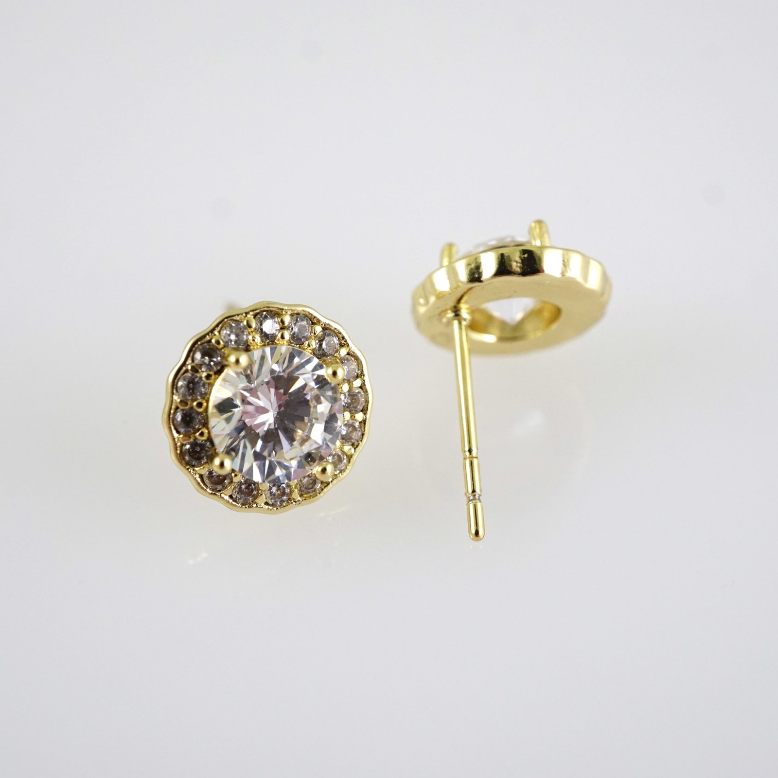 E2848 Earrings - Aretes - Zircon Stone - 14K Real Color - Image 2