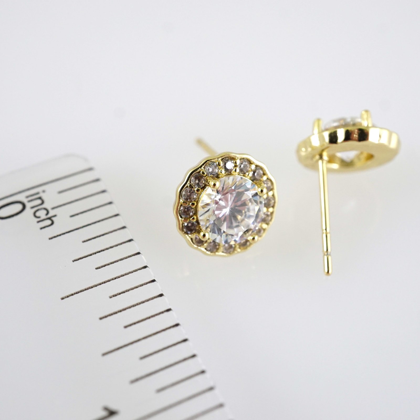 E2848 Earrings - Aretes - Zircon Stone - 14K Real Color - Image 3