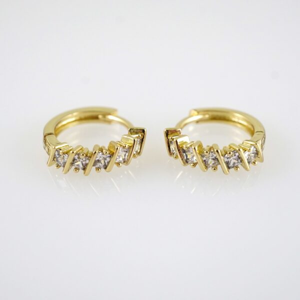 E2850 Earrings - Aretes - Zircon Stone - 14K Real Color