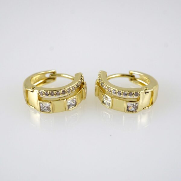 E2872 Earrings - Aretes - Zircon Stone - 14K Real Color