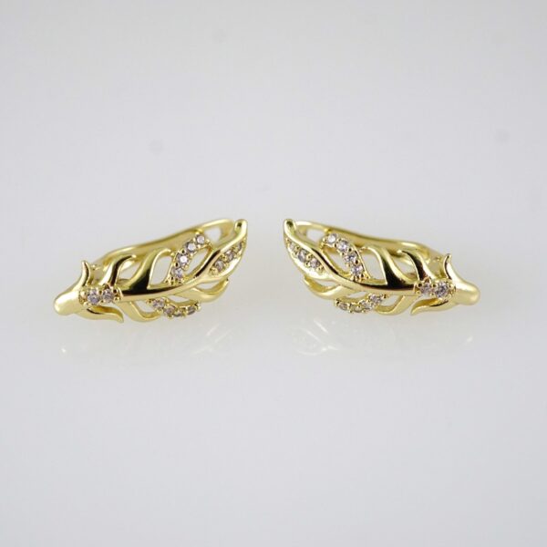 E2873 Earrings - Aretes - Zircon Stone - 14K Real Color