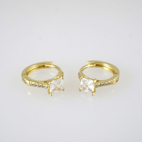 E2874 Earrings - Aretes - Zircon Stone - 14K Real Color