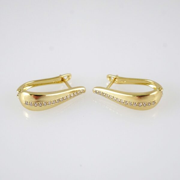 E2875 Earrings - Aretes - Zircon Stone - 14K Real Color