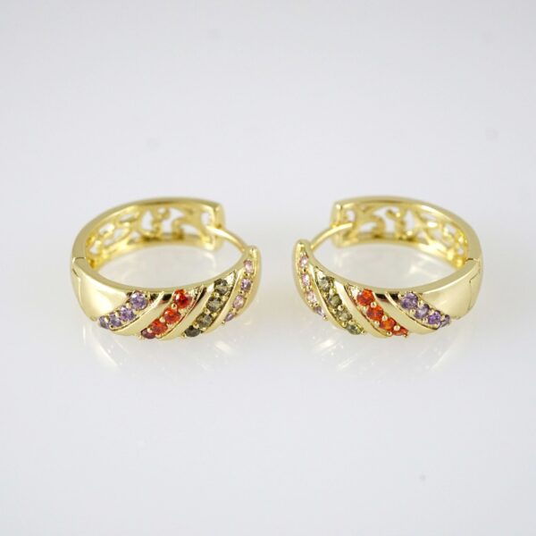 E2877 Earrings - Aretes - Zircon Stone - 14K Real Color