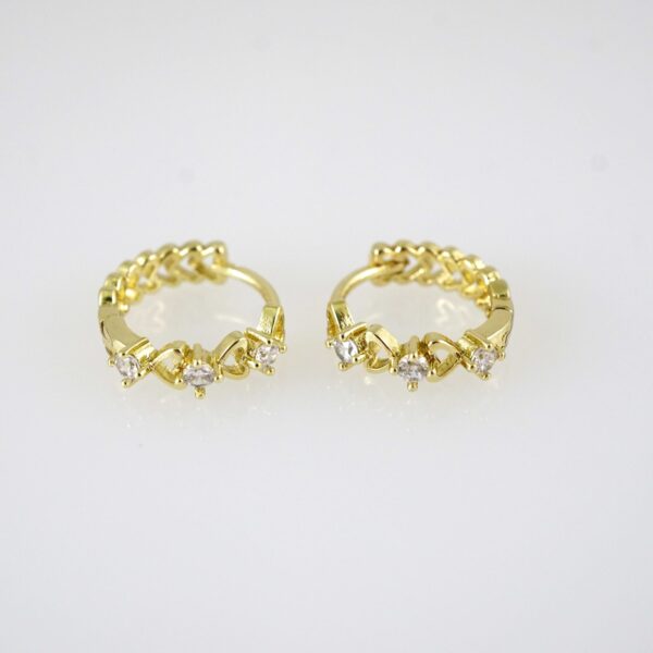 E2878 Earrings - Aretes - Zircon Stone - 14K Real Color