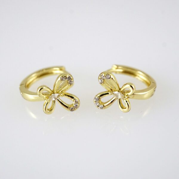 E2879 Earrings - Aretes - Zircon Stone - 14K Real Color