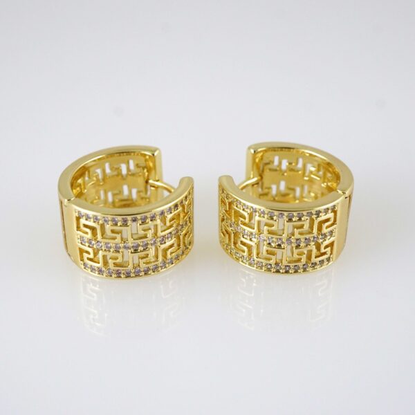 E2882 Earrings - Aretes - Zircon Stone - 14K Real Color