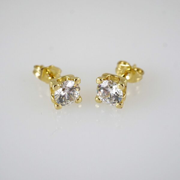 E2884 Earrings - Aretes - Zircon Stone - 14K Real Color