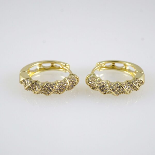 E2887 Earrings - Aretes - Zircon Stone - 14K Real Color