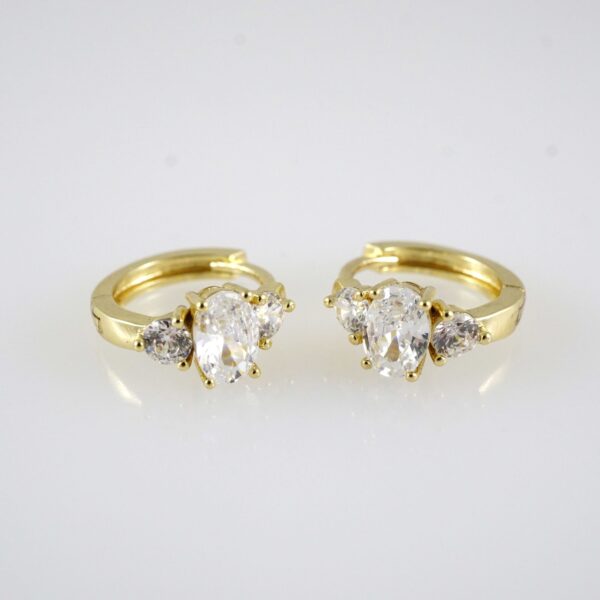 E2888 Earrings - Aretes - Zircon Stone - 14K Real Color