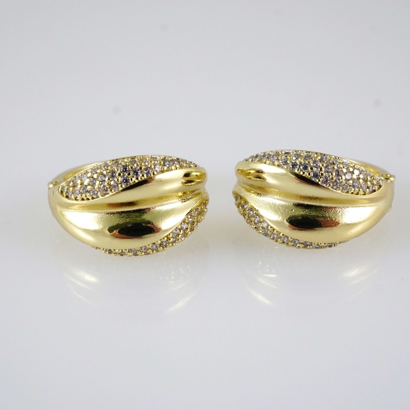 E2889 Earrings - Aretes - Zircon Stone - 14K Real Color