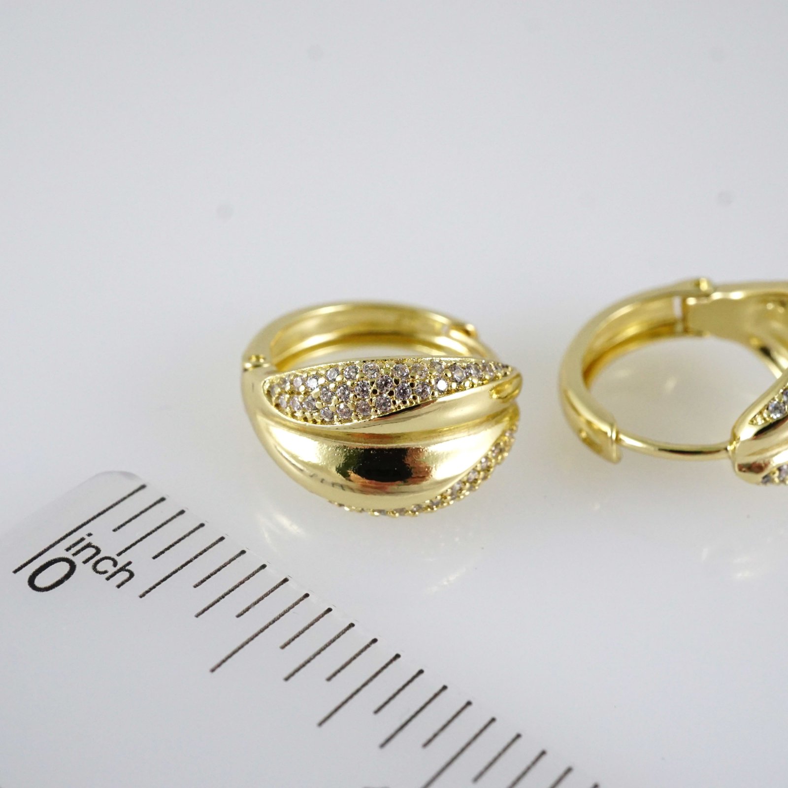 E2889 Earrings - Aretes - Zircon Stone - 14K Real Color - Image 3