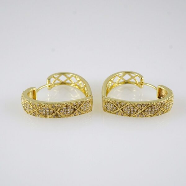 E2892 Earrings - Aretes - Zircon Stone - 14K Real Color