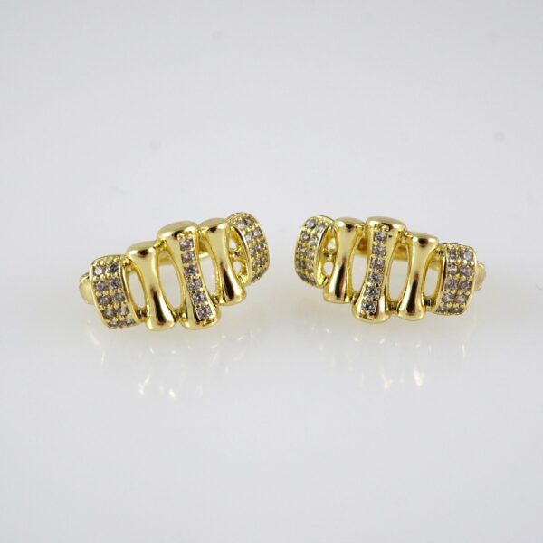E2893 Earrings - Aretes - Zircon Stone - 14K Real Color