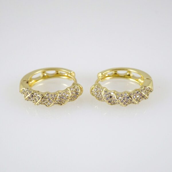 E2897 Earrings - Aretes - Zircon Stone - 14K Real Color