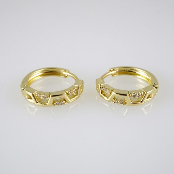 E2899 Earrings - Aretes - Zircon Stone - 14K Real Color