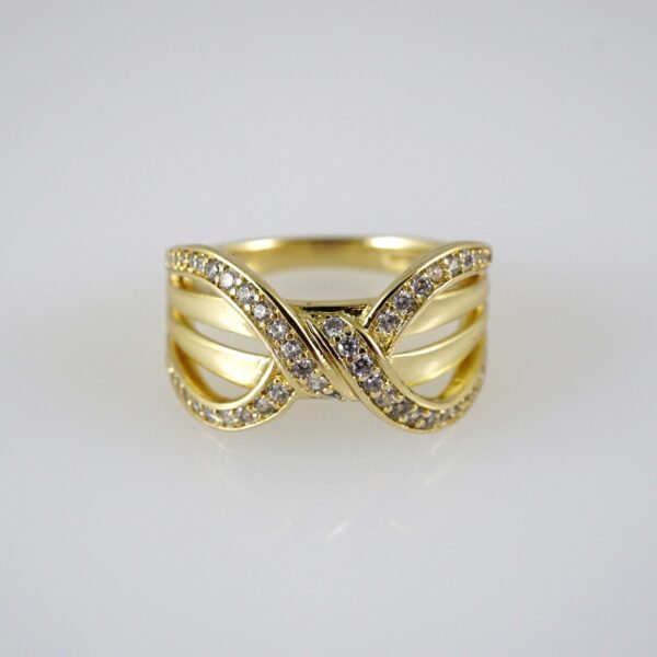 R891 RING - ANILLO - Zircon Stone - 14K Real Color